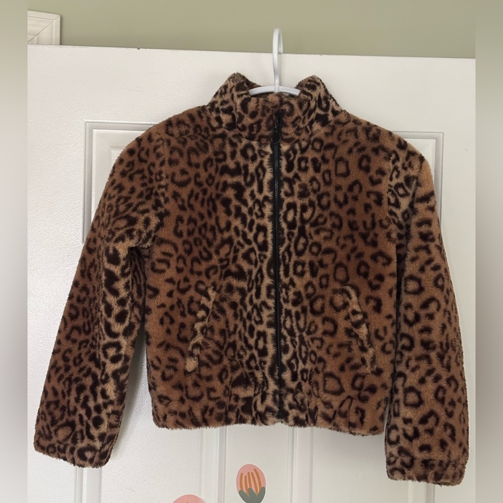 SO Brown Leopard Print Kids Puffer Jacket